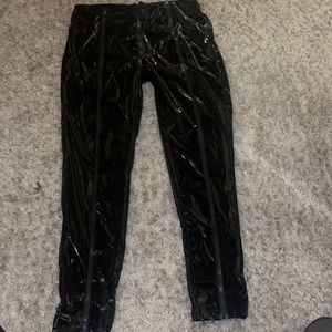Black faux zipper front legging